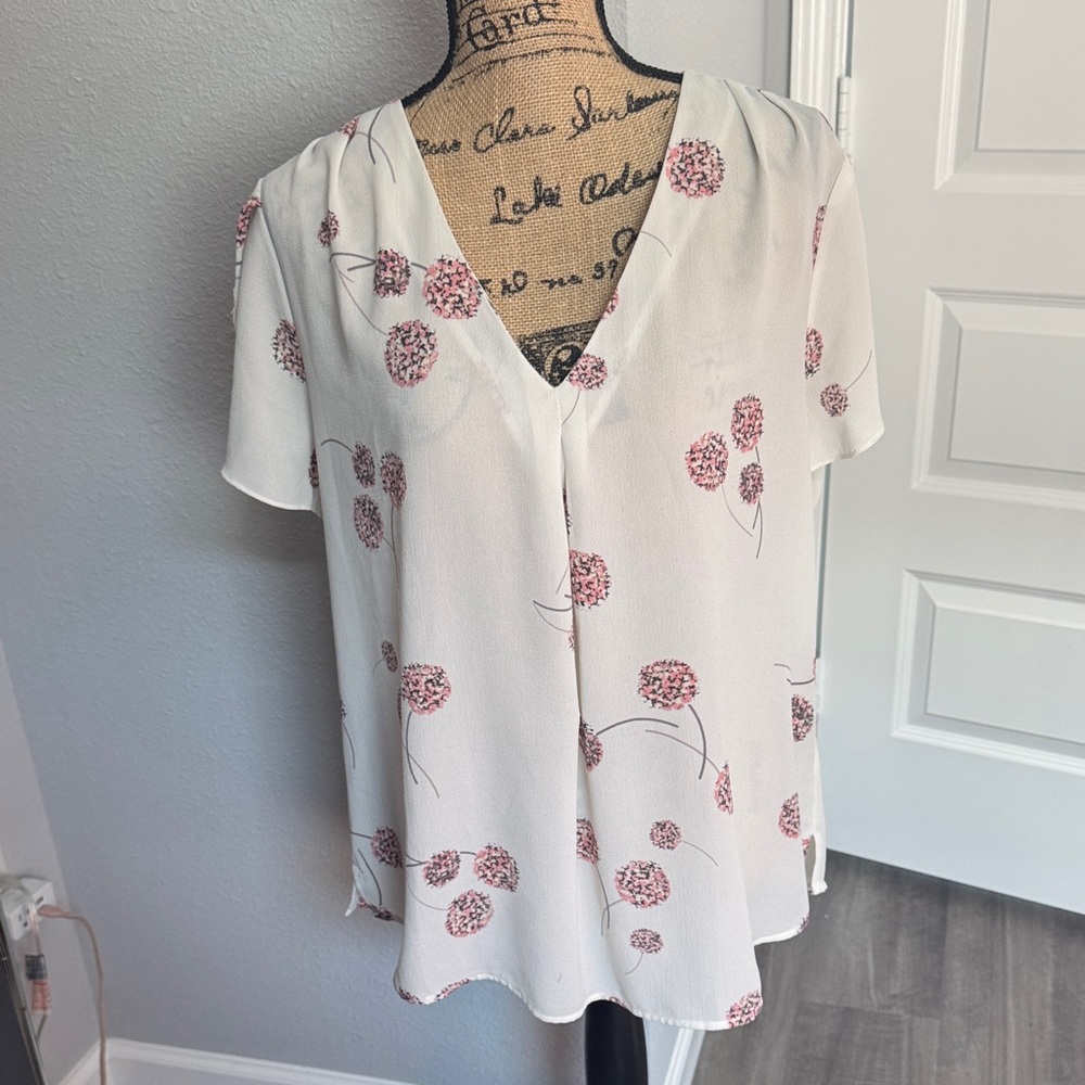 Daniel Rainn White and Pink Floral Blouse